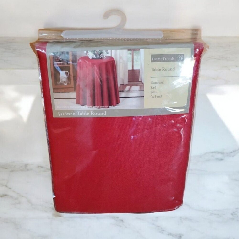 Vintage Concord Red‎ Round Tablecloth 70" Solid Pattern Polyester Holiday xmas